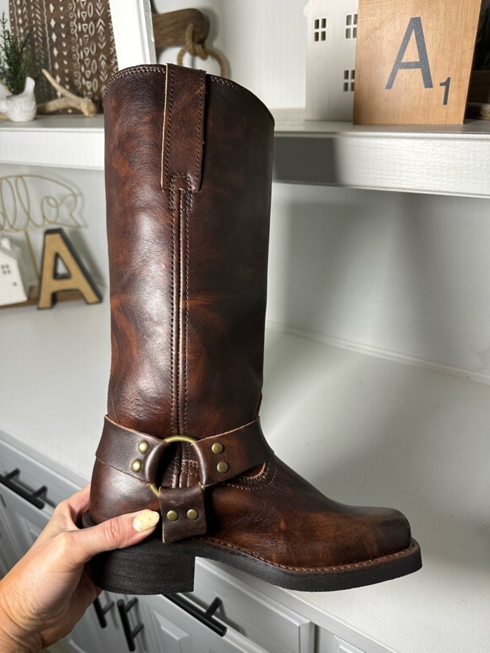 **SOLD**Dingo Harness Boots Womens 6.5 Brown Leather Moto Western Buckle Riding - Picture 6 of 8